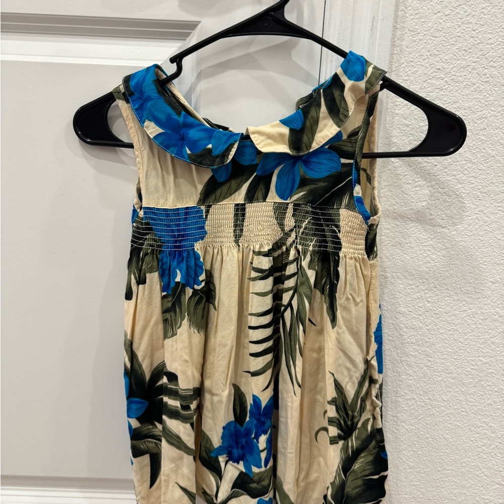 Floral Sleeveless Dress with Blue Accents